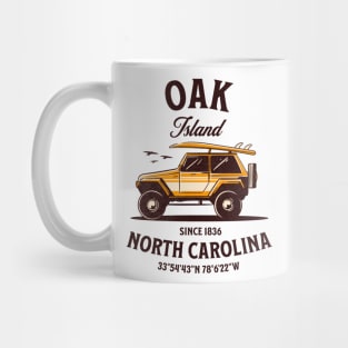 Oak Island, NC Surfboard Vacationing Mug